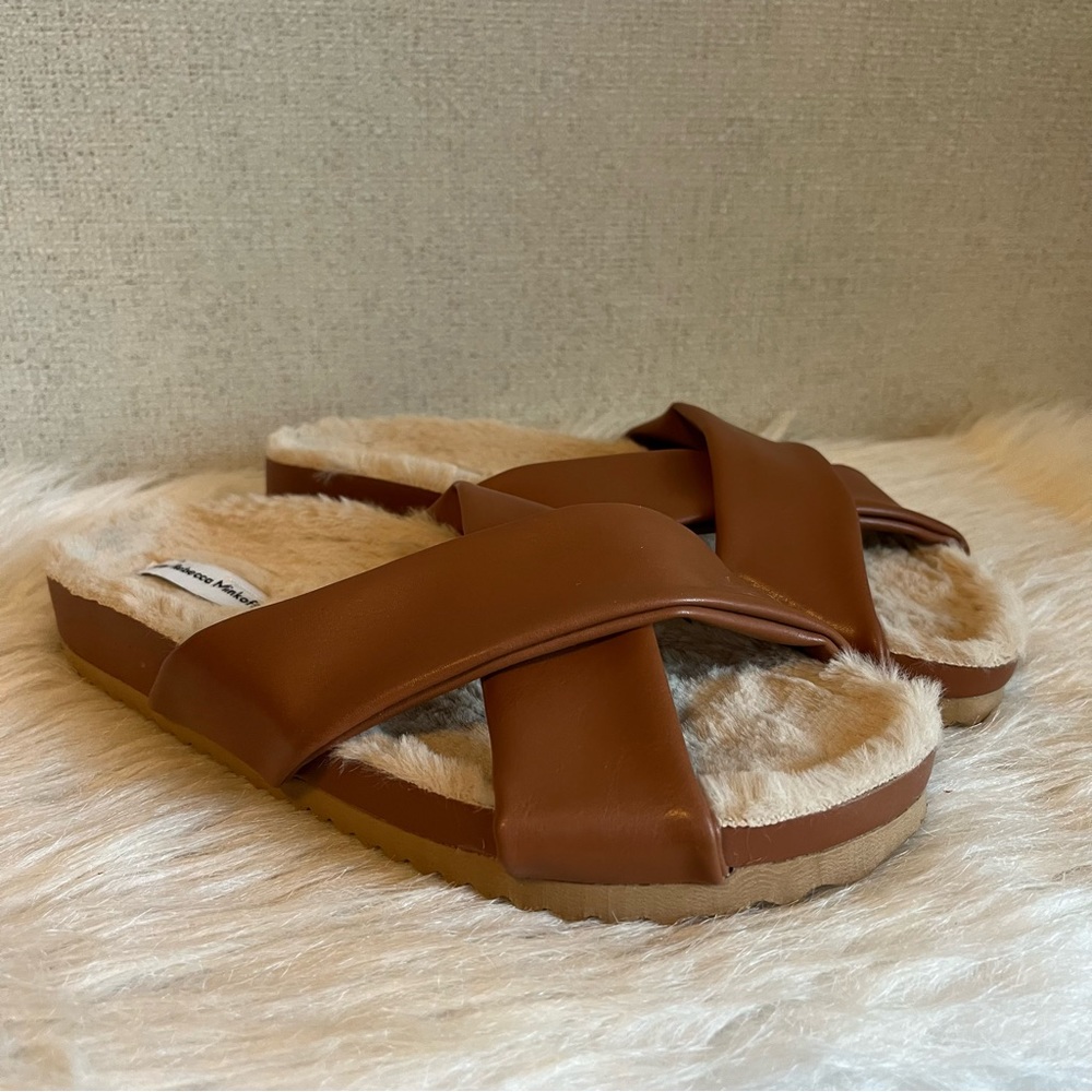 RM By Rebecca Minkoff Faux Fur X-Cross Slippers